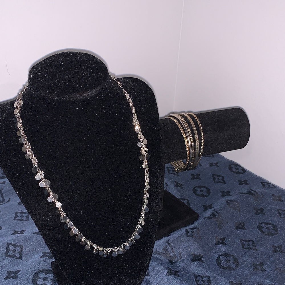 Elegant Silver Tone Necklace and Bracelet (gold and silver tone) Set